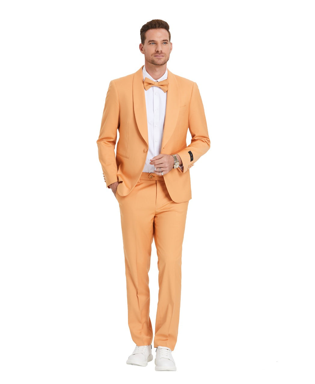 Boutique Collection Churidar Suit in Light Orange Fabric LSTV113445